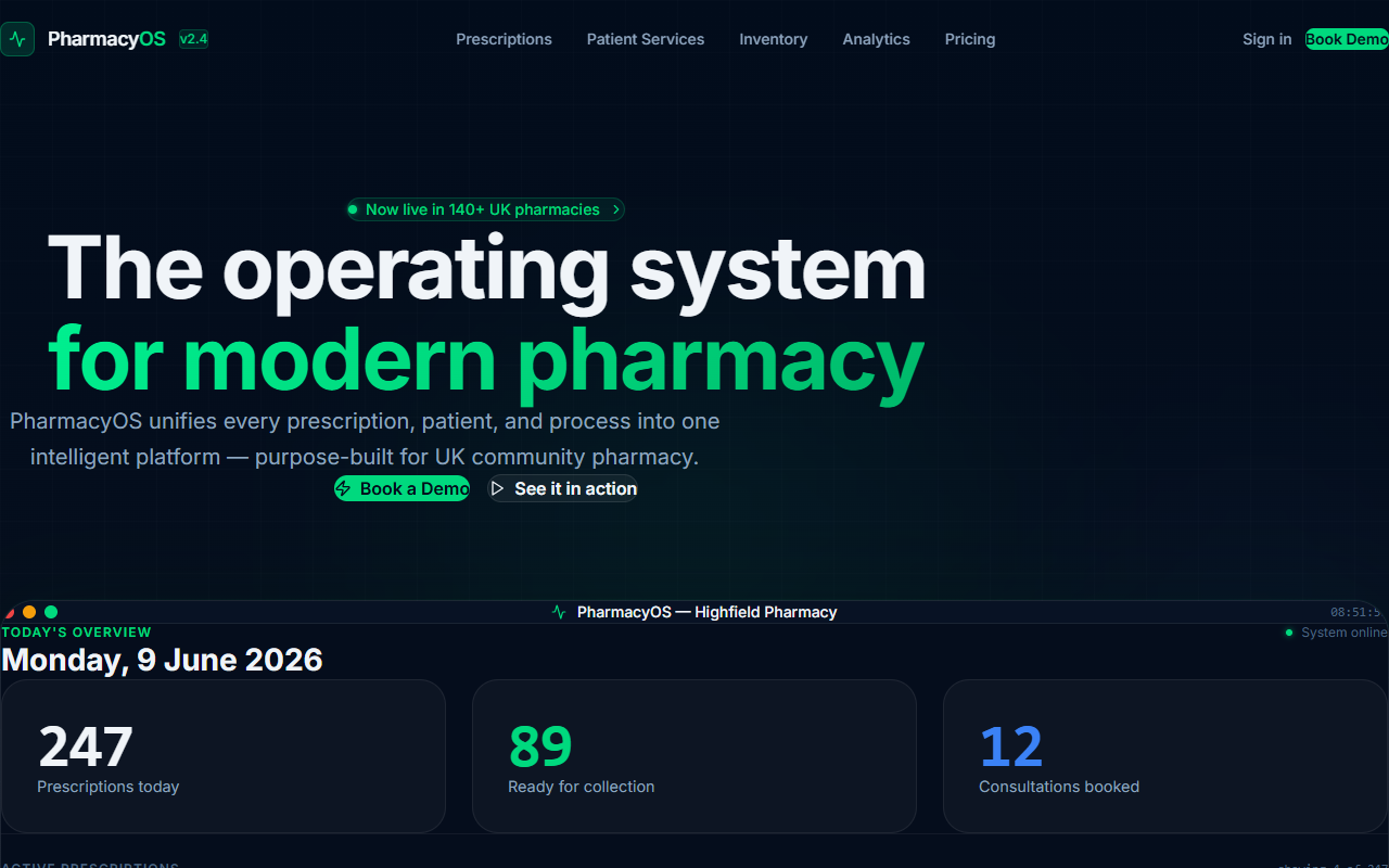 PharmacyOS System Screenshot